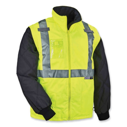 Picture of GloWear 8287 Class 2 Hi-Vis Jacket with Removable Sleeves, Large, Lime, Ships in 1-3 Business Days