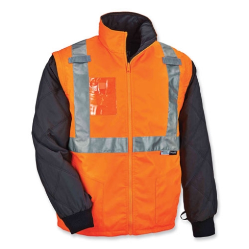 Picture of GloWear 8287 Class 2 Hi-Vis Jacket with Removable Sleeves, Medium, Orange, Ships in 1-3 Business Days