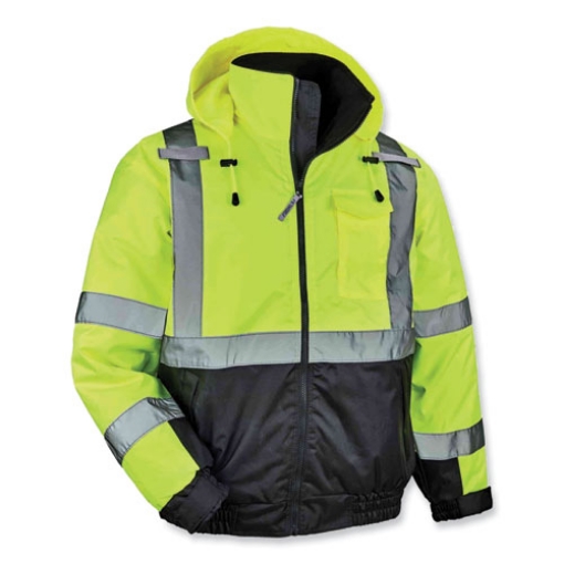 Picture of GloWear 8377 Class 3 Hi-Vis Quilted Bomber Jacket, Lime, Medium, Ships in 1-3 Business Days