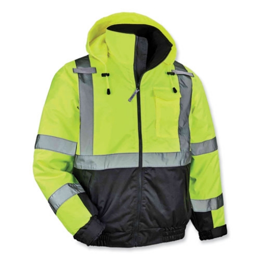 Picture of GloWear 8377 Class 3 Hi-Vis Quilted Bomber Jacket, Lime, Large, Ships in 1-3 Business Days