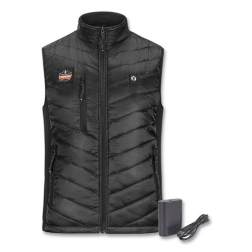 Picture of N-Ferno 6495 Rechargeable Heated Vest with Batter Power Bank, Fleece/Polyester, Small, Black, Ships in 1-3 Business Days