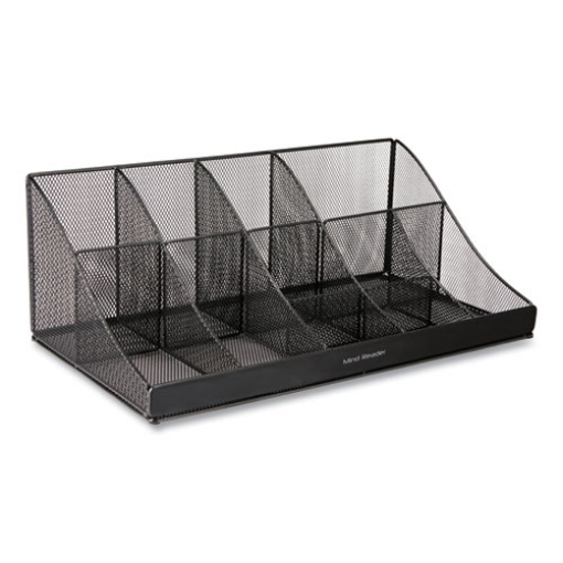 Picture of Network Collection 11-Compartment Coffee Cup and Condiment Countertop Organizer, 9.5 x 17.88 x 6.63, Black