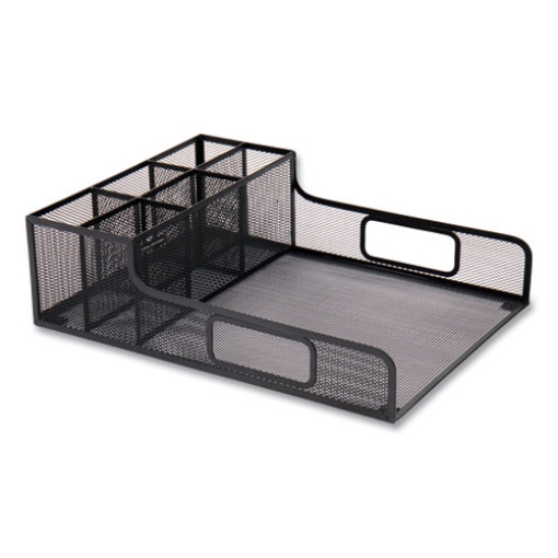 Picture of Network Collection Utensil, Napkin and Plate Countertop Organizer, 11.5 x 14.75 x 5.5, Metal, Black