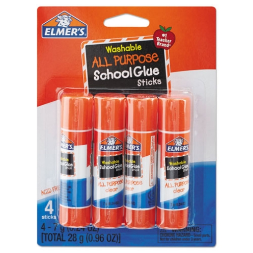 Picture of Washable School Glue Sticks, 0.24 Oz, Applies And Dries Clear, 4/pack