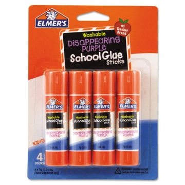 Picture of Washable School Glue Sticks, 0.24 Oz, Applies Purple, Dries Clear, 4/pack