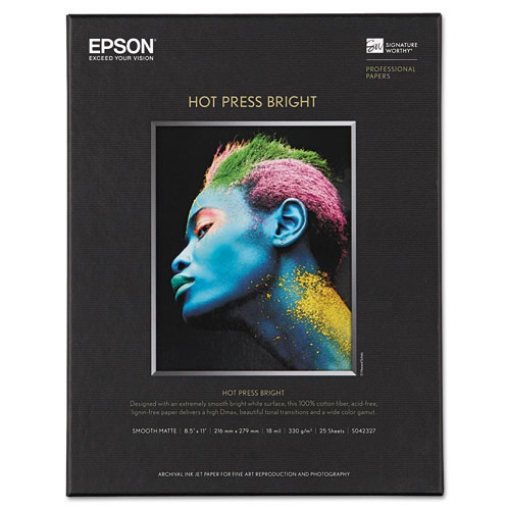 Picture of Hot Press Bright Fine Art Paper, 17 Mil, 8.5 X 11, Smooth Matte White, 25/pack