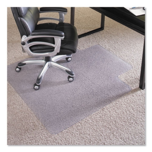 Picture of everlife intensive use chair mat for high pile carpet, rectangular with lip, 45 x 53, clear