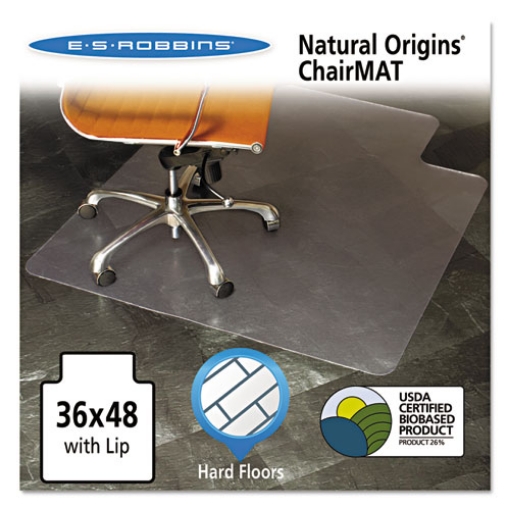 Picture of Natural Origins Chair Mat With Lip For Hard Floors, 36 X 48, Clear