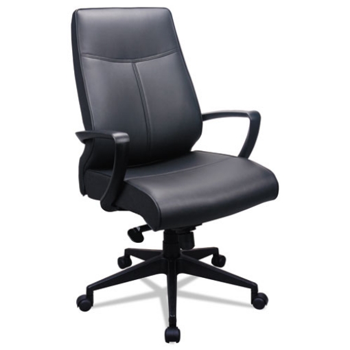 Picture of 300 Leather High-Back Chair, Supports Up To 250 Lb, 19.57" To 22.56" Seat Height, Black