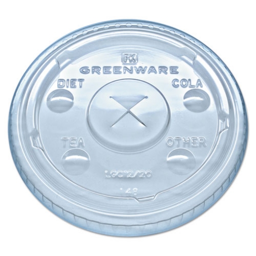 Picture of Greenware Cold Drink Lids, Fits 9 Oz Old Fashioned Cups, 12 Oz Squat Cups, 20 Oz Cups Clear, 1,000/carton