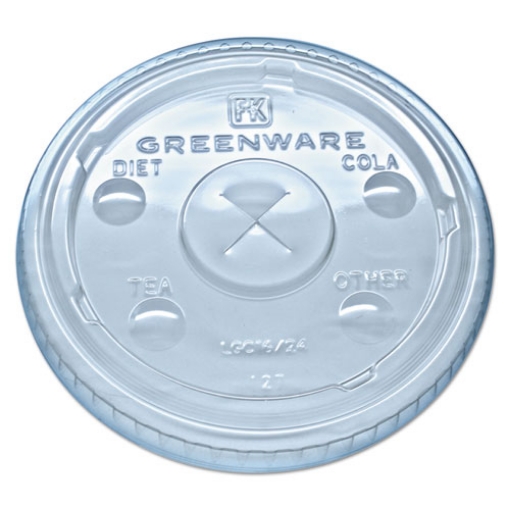 Picture of Greenware Cold Drink Lids, Fits 16 Oz, 18 Oz, 24 Oz Cups, X-Slot, Clear, 1,000/carton