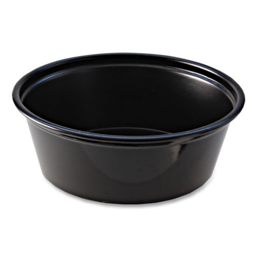 Picture of Portion Cups, 1.5 oz, Squat, Black, 250/Sleeve, 10 Sleeves/Carton