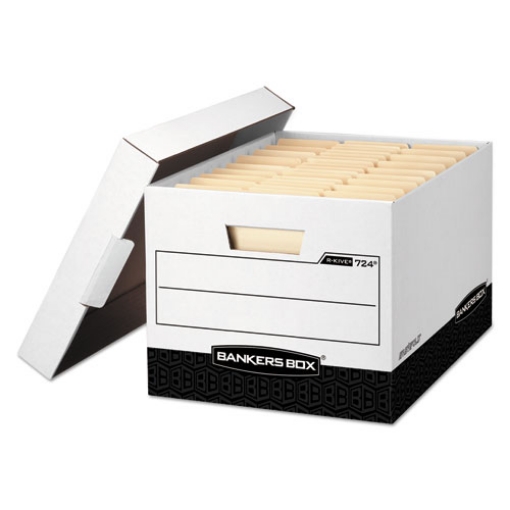 Picture of R-Kive Heavy-Duty Storage Boxes, Letter/legal Files, 12.75" X 16.5" X 10.38", White/black, 12/carton