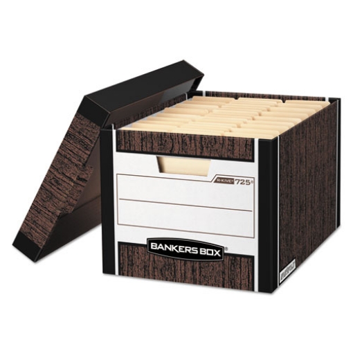 Picture of R-Kive Heavy-Duty Storage Boxes, Letter/legal Files, 12.75" X 16.5" X 10.38", Woodgrain, 12/carton