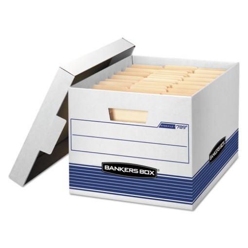 Picture of Stor/file Medium-Duty Letter/legal Storage Boxes, Letter/legal Files, 12.75" X 16.5" X 10.5", White/blue, 12/carton