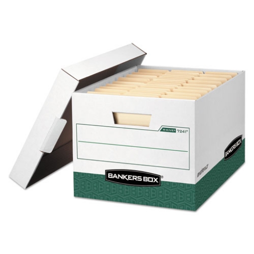 Picture of R-Kive Heavy-Duty Storage Boxes, Letter/legal Files, 12.75" X 16.5" X 10.38", White/green, 12/carton