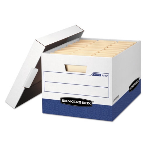 Picture of R-Kive Heavy-Duty Storage Boxes, Letter/legal Files, 12.75" X 16.5" X 10.38", White/blue, 12/carton