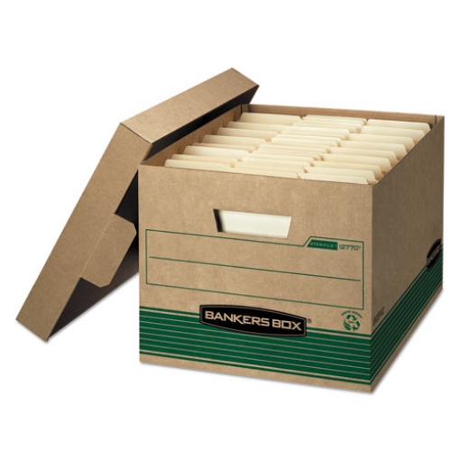 Picture of Stor/file Medium-Duty 100% Recycled Storage Boxes, Letter/legal Files, 12.5" X 16.25" X 10.25", Kraft/green, 12/carton