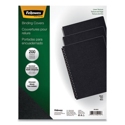 Picture of Expressions Linen Texture Presentation Covers for Binding Systems, Black, 11.25 x 8.75, Unpunched, 200/Pack