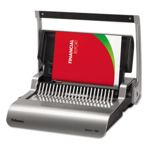 Picture of Quasar 500 Manual Comb Binding System, 500 Sheets, 18.13 X 15.38 X 5.13, Metallic Gray