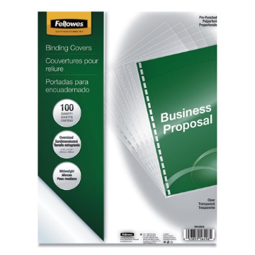 Picture of Crystals Transparent Presentation Covers for Binding Systems, Clear, with Round Corners, 11.25 x 8.75, Punched, 100/Pack