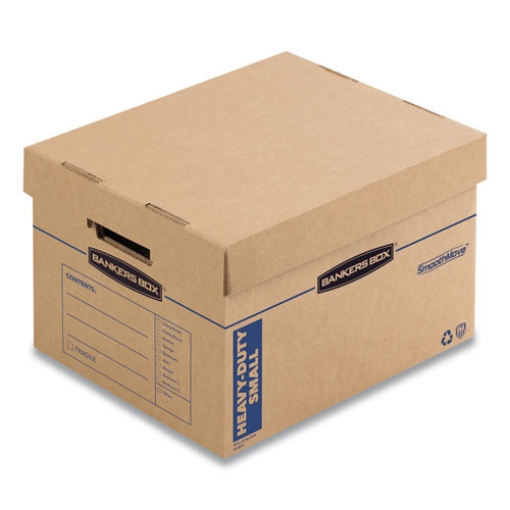 Picture of SmoothMove Maximum Strength Moving Boxes, Half Slotted Container (HSC), Small, 15" x 15" x 12", Brown/Blue, 8/Pack