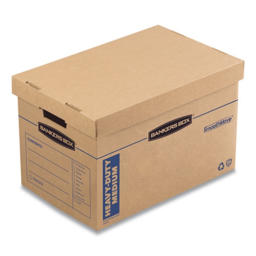 Picture of SmoothMove Maximum Strength Moving Boxes, Half Slotted Container (HSC), Medium, 12.25" x 18.5" x 12", Brown/Blue, 8/Pack