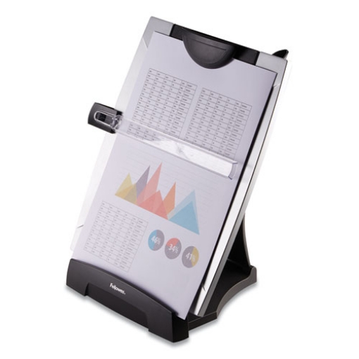 Picture of Office Suites Desktop Copyholder With Memo Board, 150 Sheet Capacity, Plastic, Black/silver