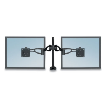 Picture of Professional Series Depth Adjustable Dual Monitor Arm, 360 Deg Rotation, 37 Deg Tilt, 360 Deg Pan, Black, Supports 24 Lb