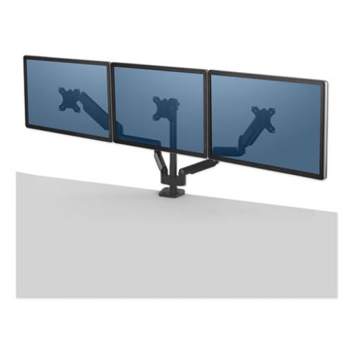 Picture of Platinum Series Triple Monitor Arm For 27" Monitors, 360 Deg Rotation, +85/-20 Deg Tilt, 360 Deg Pan, Black, Supports 20 Lb