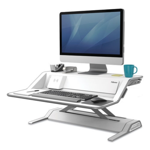 Picture of Lotus Dx Sit-Stand Workstation, 32.75" X 24.25" X 5.5" To 22.5", White