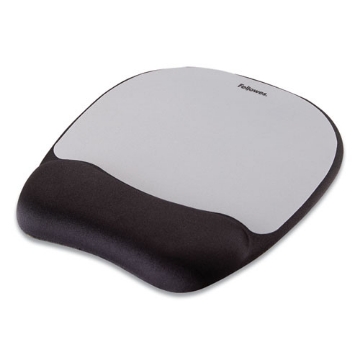 Picture of Memory Foam Mouse Pad with Wrist Rest, 7.93 x 9.25, Black/Silver