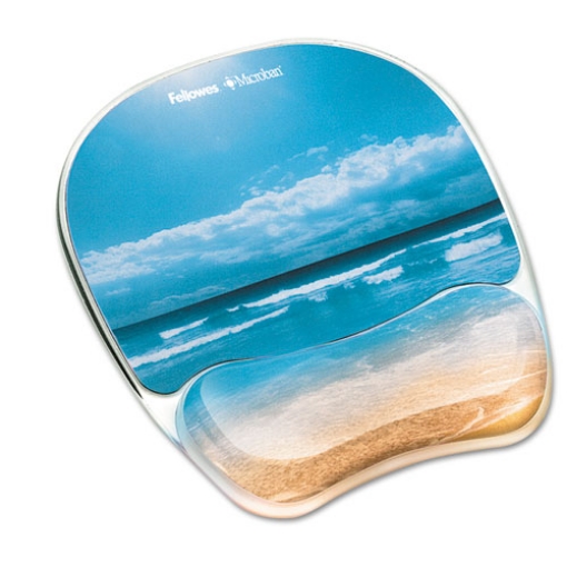 Picture of Photo Gel Mouse Pad with Wrist Rest with Microban Protection, 7.87 x 9.25, Sandy Beach Design