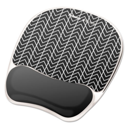 Picture of Photo Gel Mouse Pad with Wrist Rest with Microban Protection, 7.87 x 9.25, Chevron Design