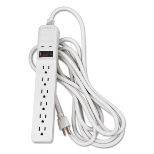 Picture of basic home/office surge protector, 6 ac outlets, 15 ft cord, 450 j, platinum