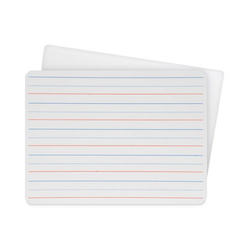 Picture of Two-Sided Red and Blue Ruled Dry Erase Board, 12 x 9, Ruled White Front/Unruled White Back, 12/Pack