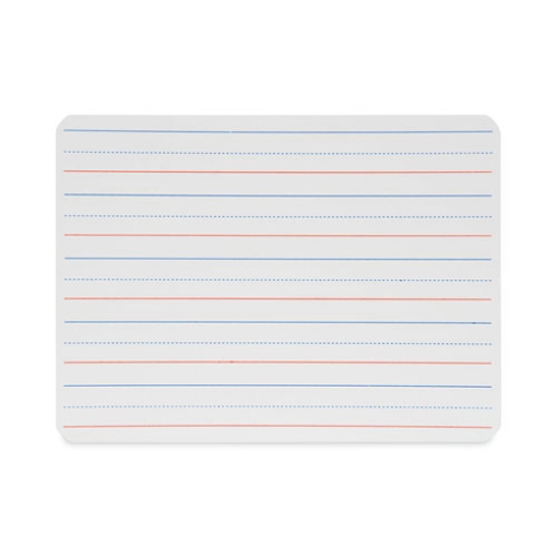 Picture of magnetic two-sided red and blue ruled dry erase board, 12 x 9, ruled white front/unruled white back, 12/pack