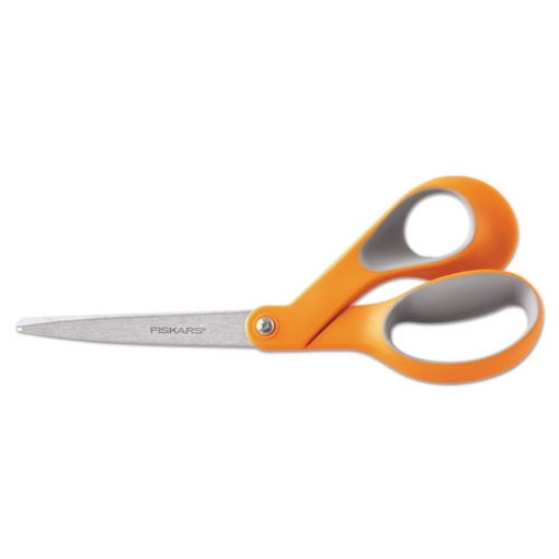 Picture of Home And Office Scissors, 8" Long, 3.5" Cut Length, Orange/gray Offset Handle