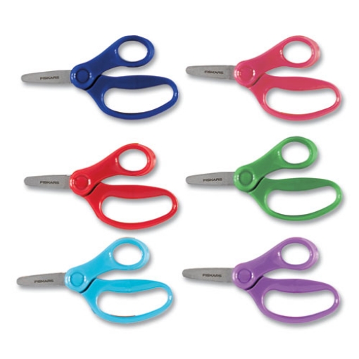 Picture of Kids Scissors, Rounded Tip, 5" Long, 1.75" Cut Length, Straight Handles, Randomly Assorted Colors