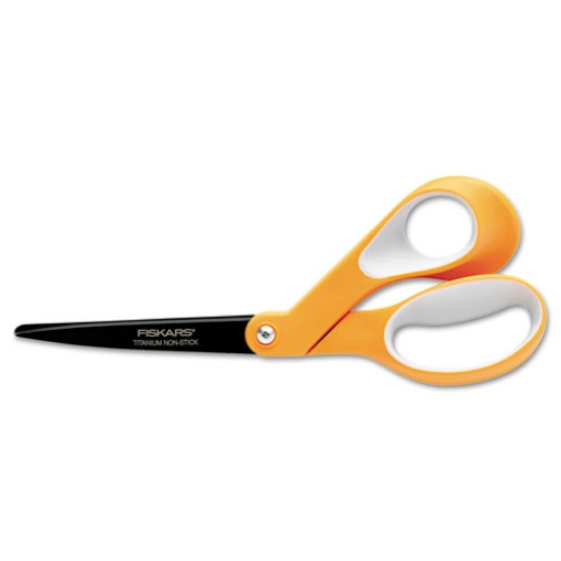 Picture of Premier Non-Stick Titanium Softgrip Scissors, 8" Long, 3.1" Cut Length, Orange/gray Offset Handle