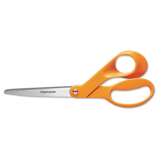 Picture of Home And Office Scissors, 8" Long, 3.5" Cut Length, Orange Offset Handle