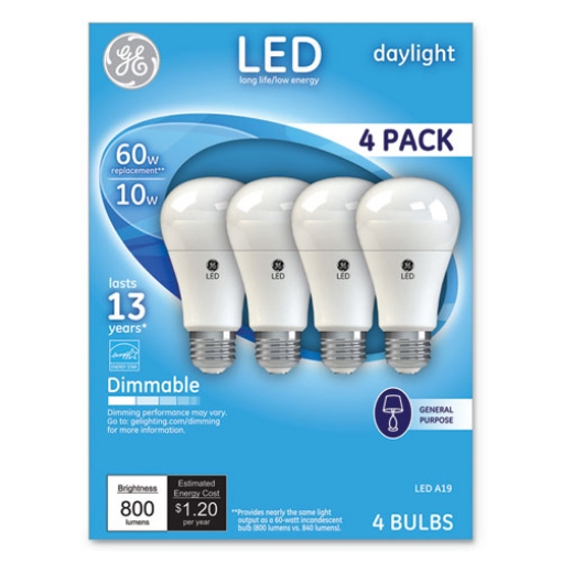 Picture of Led Daylight A19 Dimmable Light Bulb, 10 W, 4/pack