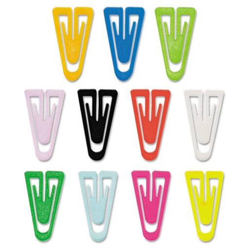 Picture of Plastic Paper Clips, Medium, Smooth, Assorted Colors, 500/Box