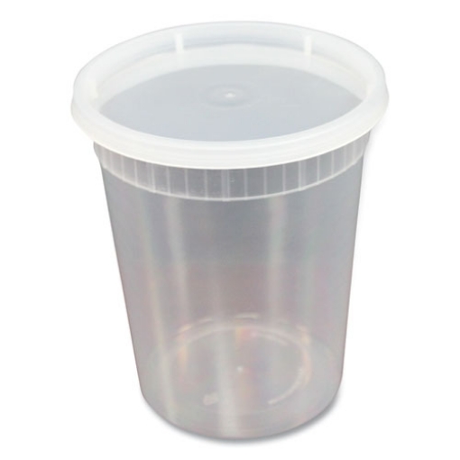 Picture of Plastic Deli Container with Lid, 32 oz, Clear, Plastic, 240/Carton