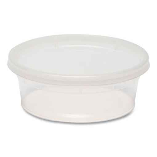 Picture of Plastic Deli Container with Lid, 8 oz, Clear, Plastic, 240/Carton