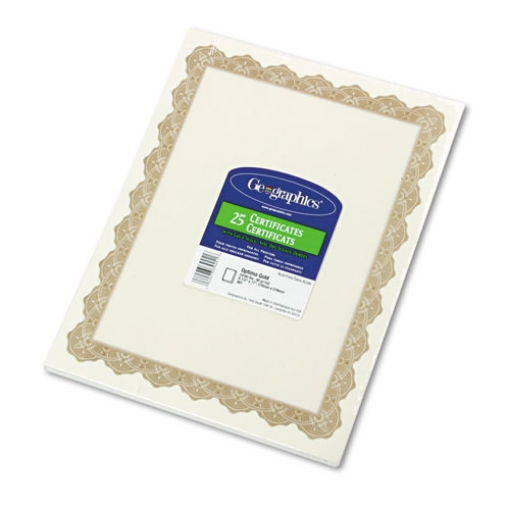 Picture of Parchment Paper Certificates, 8.5 X 11, Optima Gold With White Border, 25/pack