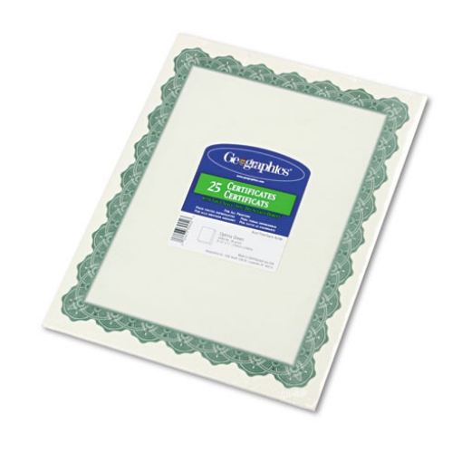 Picture of Parchment Paper Certificates, 8.5 X 11, Optima Green With White Border, 25/pack