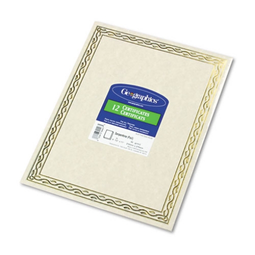 Picture of Foil Stamped Award Certificates, 8.5 X 11, Gold Serpentine With White Border, 12/pack