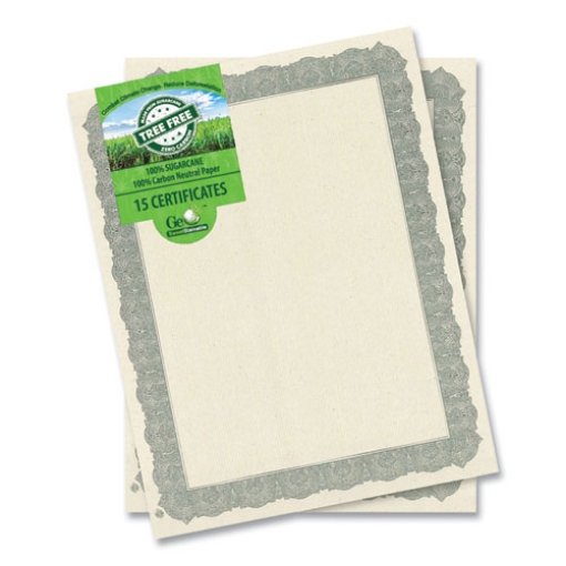 Picture of Award Certificates, 8.5 x 11, Natural with Silver Braided Border. 15/Pack