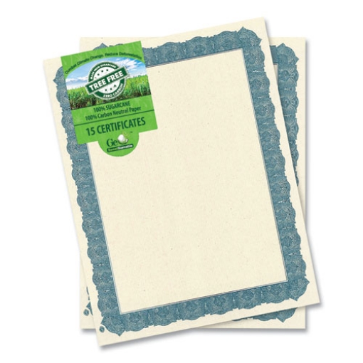 Picture of Award Certificates, 8.5 x 11, Natural with Blue Braided Border, 15/Pack